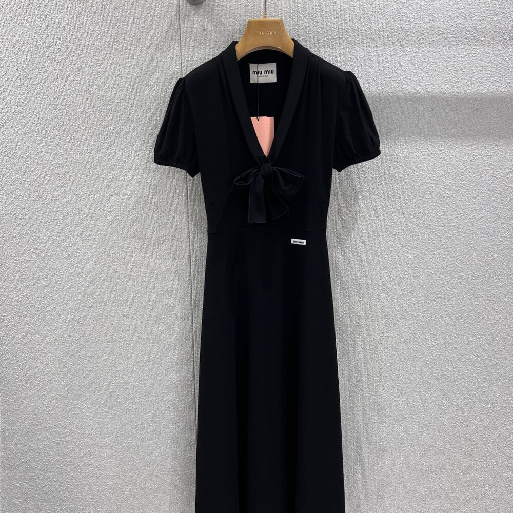 Miu Miu new style black dress with ribbon bow